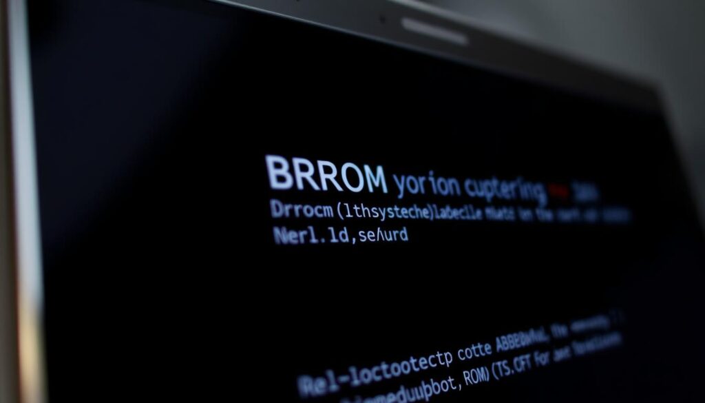 A technical troubleshooting guide for the SP Flash Tool, showcasing a detailed close-up view of the BROM (Boot ROM) error screen. The image presents a sleek, minimalist interface with clean lines and a dark, moody color palette. Highlighted are the error code and relevant system information, conveying a sense of focus and problem-solving. The overall composition emphasizes the gravity of the issue, drawing the viewer's attention to the critical details needed to diagnose and resolve the BROM error. Subtle lighting and camera angles create depth and emphasis, guiding the user's eye towards the key elements. The result is a visually striking and informative illustration that supports the article's subject matter.